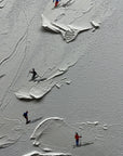 Multicolor Snowy Ski Fun - Textured Skiing Adventure Oil Painting - Artwallpainting