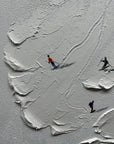Multicolor Snowy Ski Fun - Textured Skiing Adventure Oil Painting - Artwallpainting