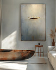 Multicolor Solitary Voyage-Minimalist Wabi-Sabi Boat Light And Shadow Oil Painting Wall Art - Artwallpainting