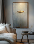 Multicolor Solitary Voyage-Minimalist Wabi-Sabi Boat Light And Shadow Oil Painting Wall Art - Artwallpainting