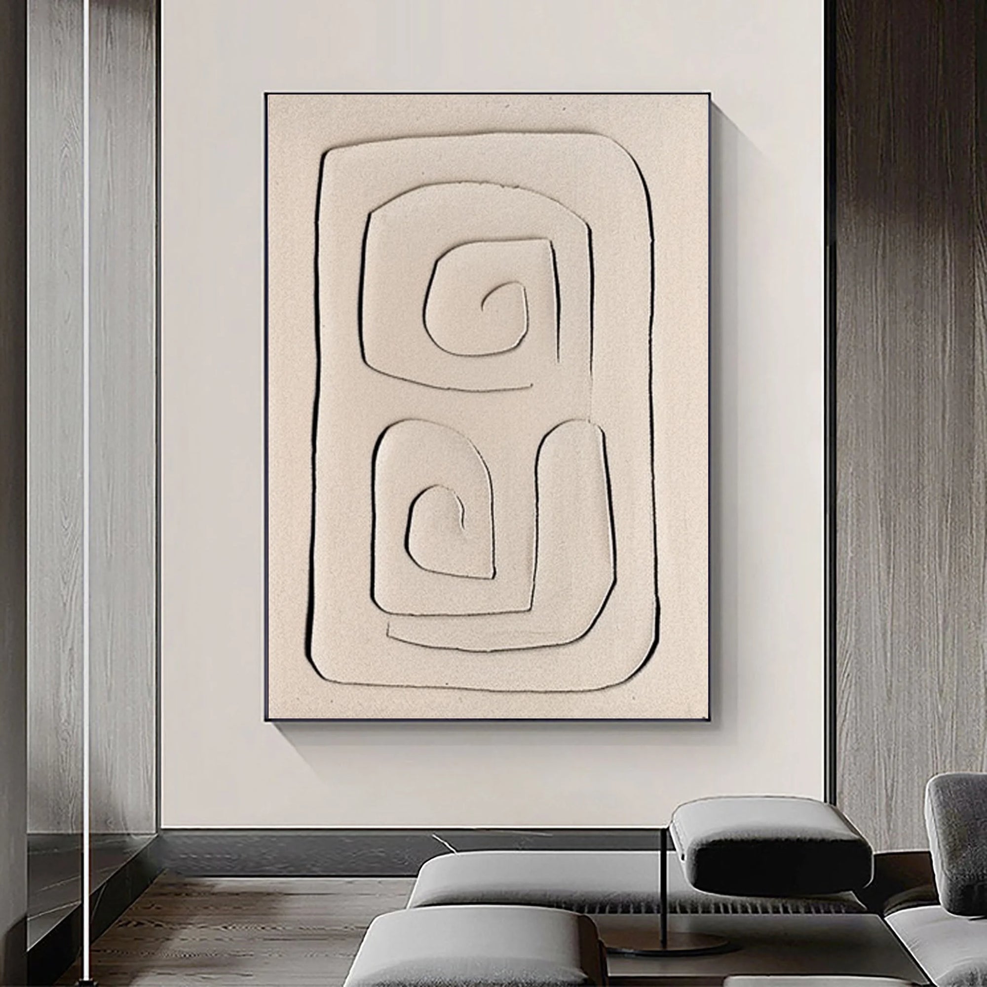Multicolor Spiral Minimalist Textured Canvas Art - Artwallpainting