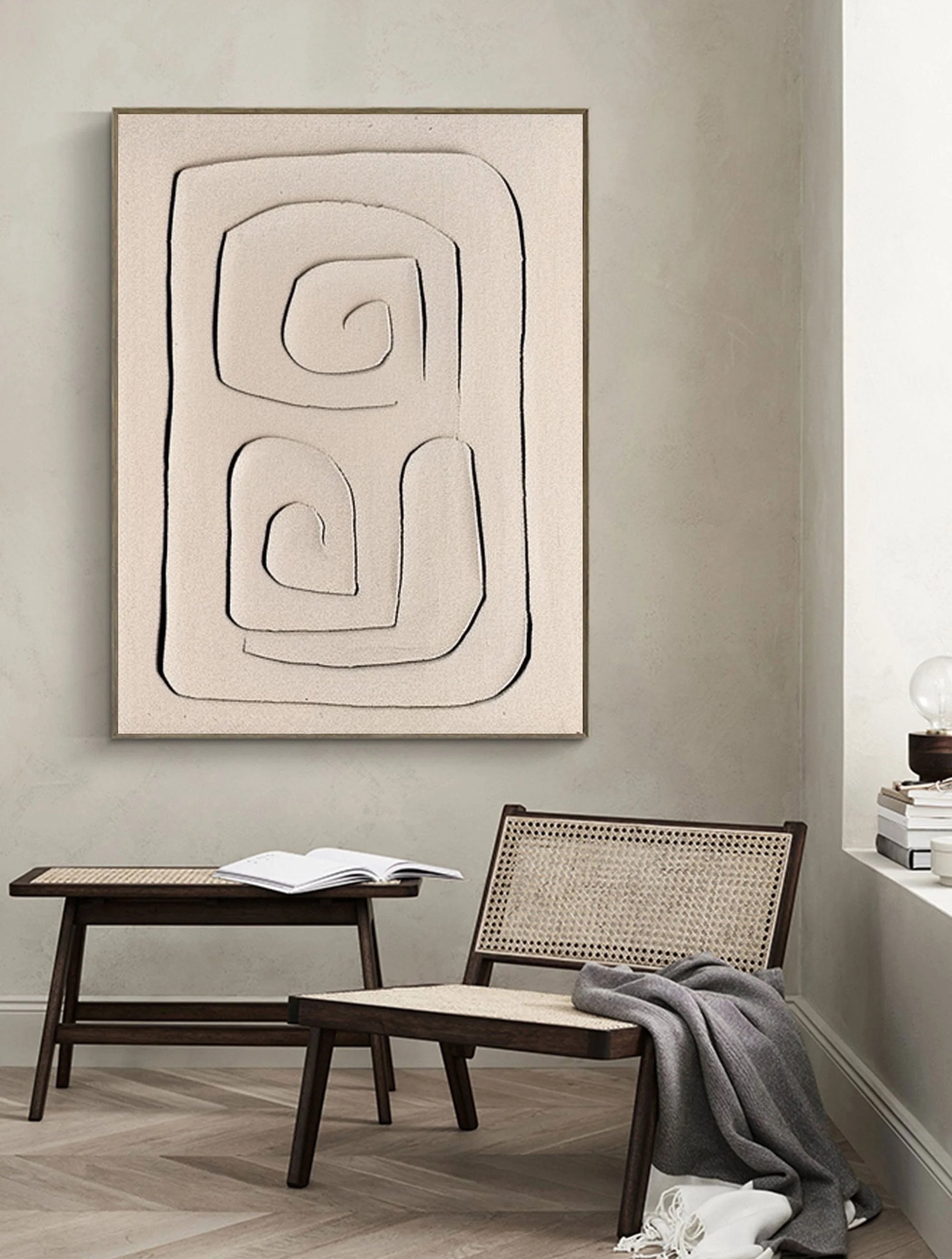 Multicolor Spiral Minimalist Textured Canvas Art - Artwallpainting