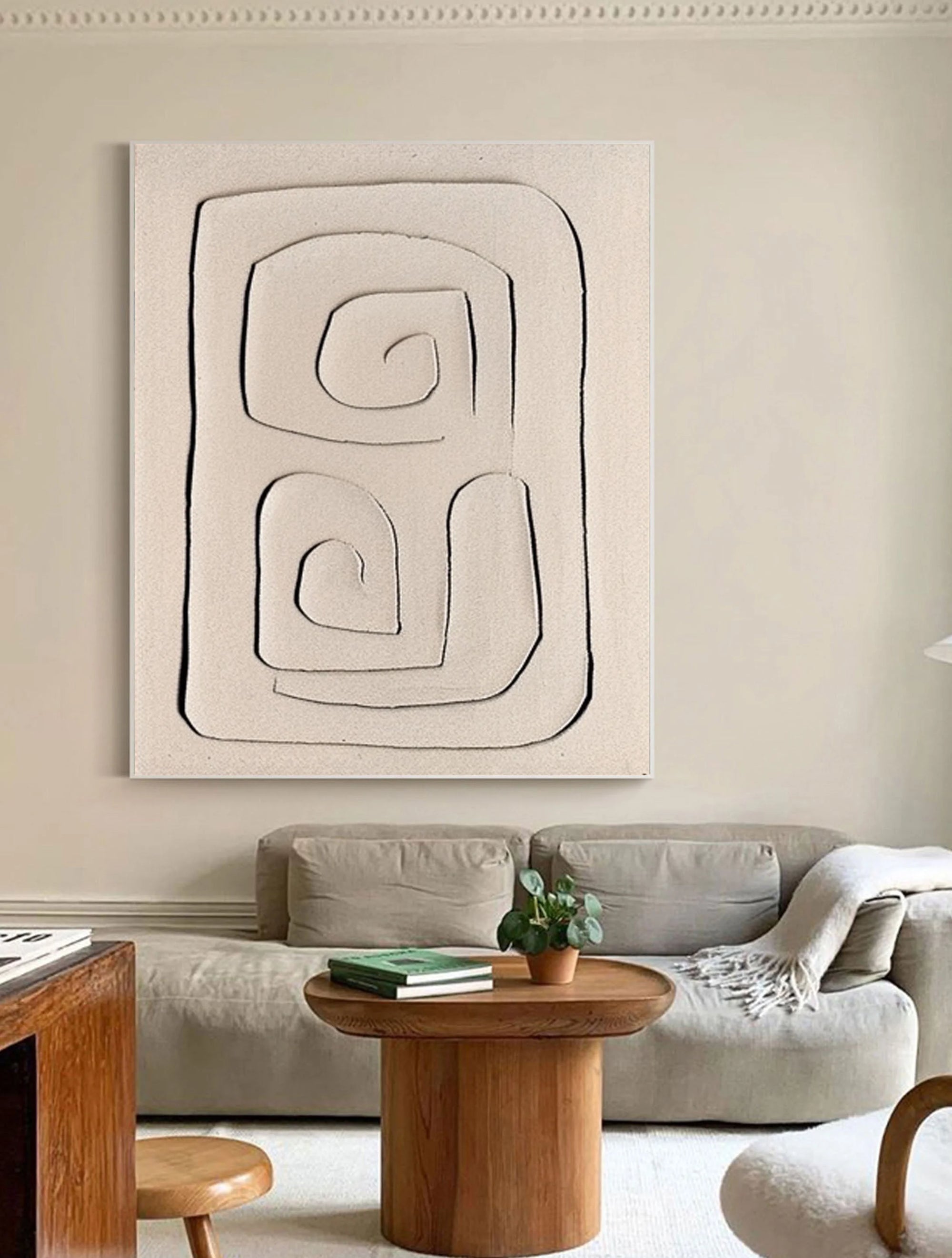 Multicolor Spiral Minimalist Textured Canvas Art - Artwallpainting