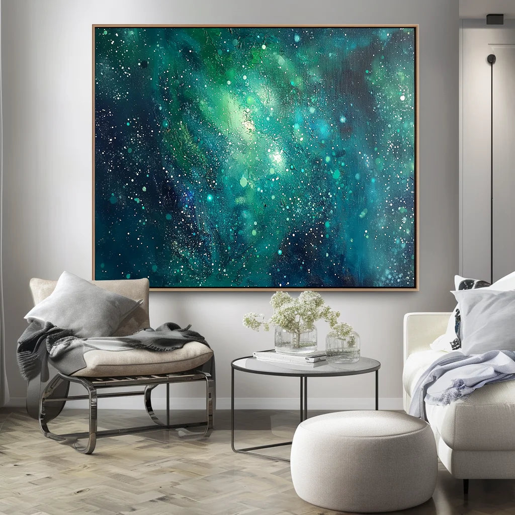 Multicolor Stellar Dreams - Hand-Painted Deep Sea Starry Sky Abstract Oil Painting Wall Art - Artwallpainting