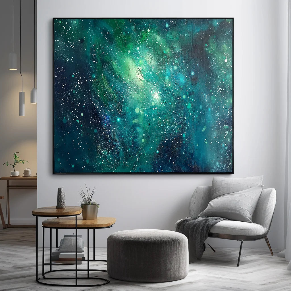 Multicolor Stellar Dreams - Hand-Painted Deep Sea Starry Sky Abstract Oil Painting Wall Art - Artwallpainting