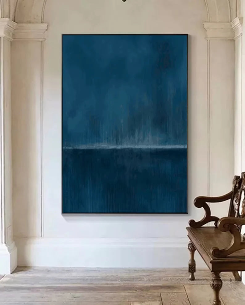 Multicolor Stormy Ocean Horizon Abstract Painting - Artwallpainting