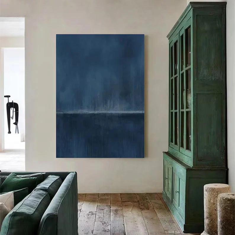 Multicolor Stormy Ocean Horizon Abstract Painting - Artwallpainting