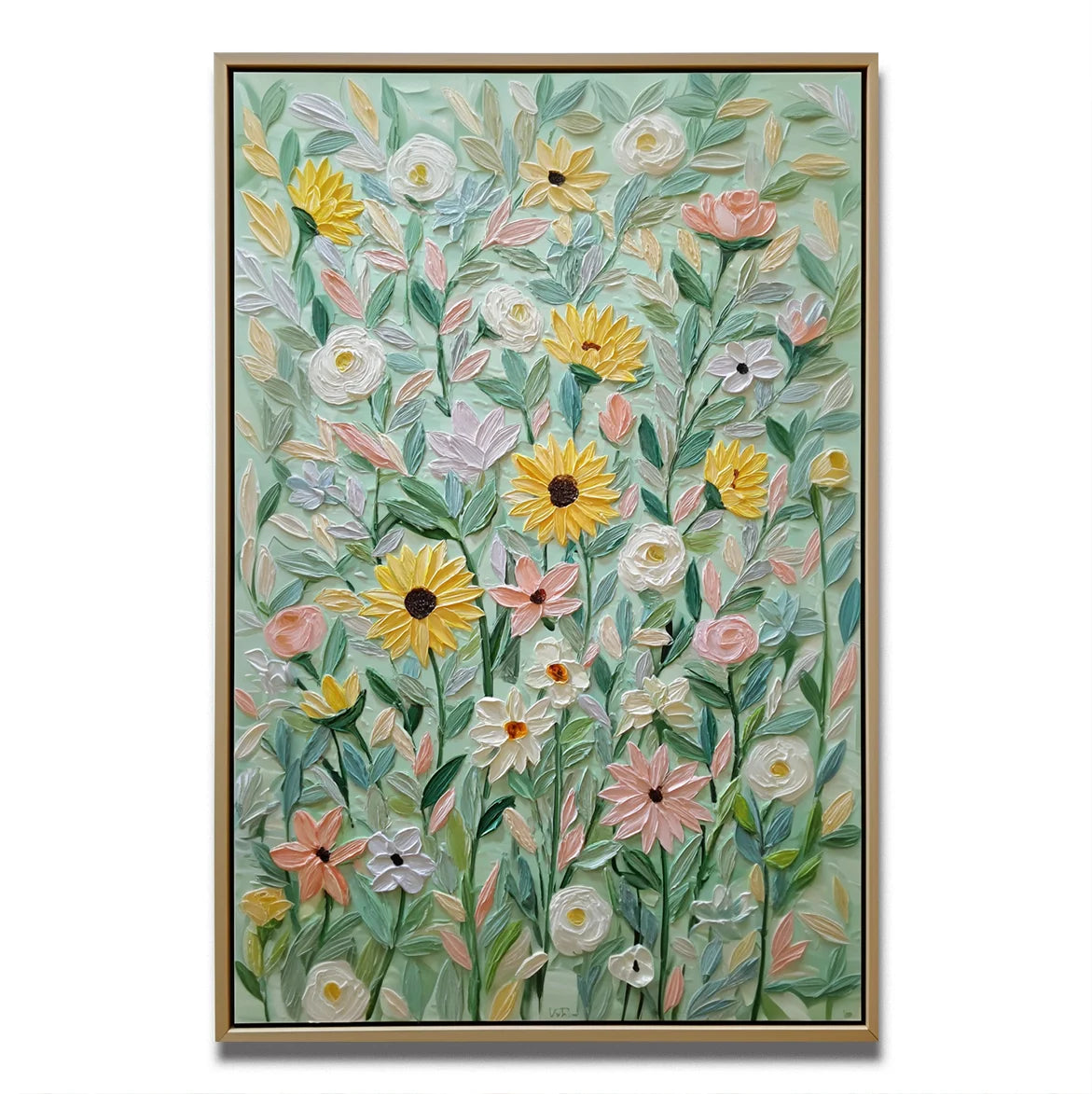Multicolor Sunflowers &amp; Blossoms Textured Oil Painting | Floral Wall Art For Home Decor - Artwallpainting