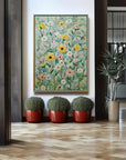 Multicolor Sunflowers & Blossoms Textured Oil Painting | Floral Wall Art For Home Decor - Artwallpainting