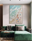Multicolor Sunny Beach Day-Hand-Painted Abstract Wall Art Depicting A Summer Beach Scene - Artwallpainting