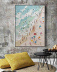 Multicolor Sunny Beach Day-Hand-Painted Abstract Wall Art Depicting A Summer Beach Scene - Artwallpainting