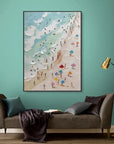 Multicolor Sunny Beach Day-Hand-Painted Abstract Wall Art Depicting A Summer Beach Scene - Artwallpainting