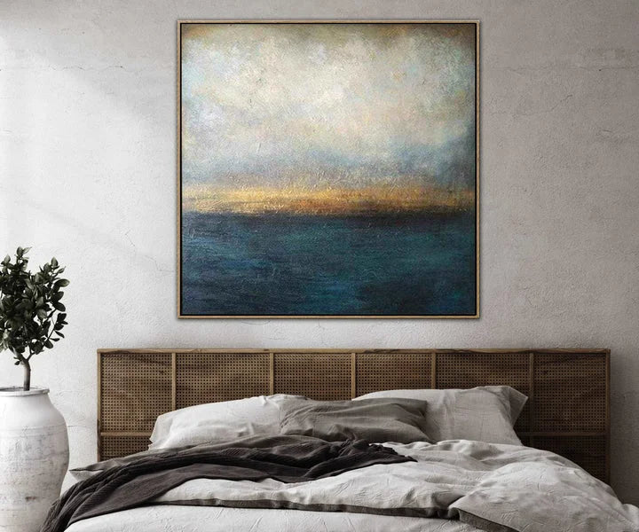 Multicolor Sunrise Over The Ocean-Wabi-Sabi Style Sea Light Texture Oil Painting Wall Art - Artwallpainting