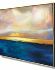Multicolor Sunset Serenity-Hand-Painted Sea And Dusk Blend Abstract Oil Painting Wall Art - Artwallpainting