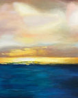Multicolor Sunset Serenity-Hand-Painted Sea And Dusk Blend Abstract Oil Painting Wall Art - Artwallpainting