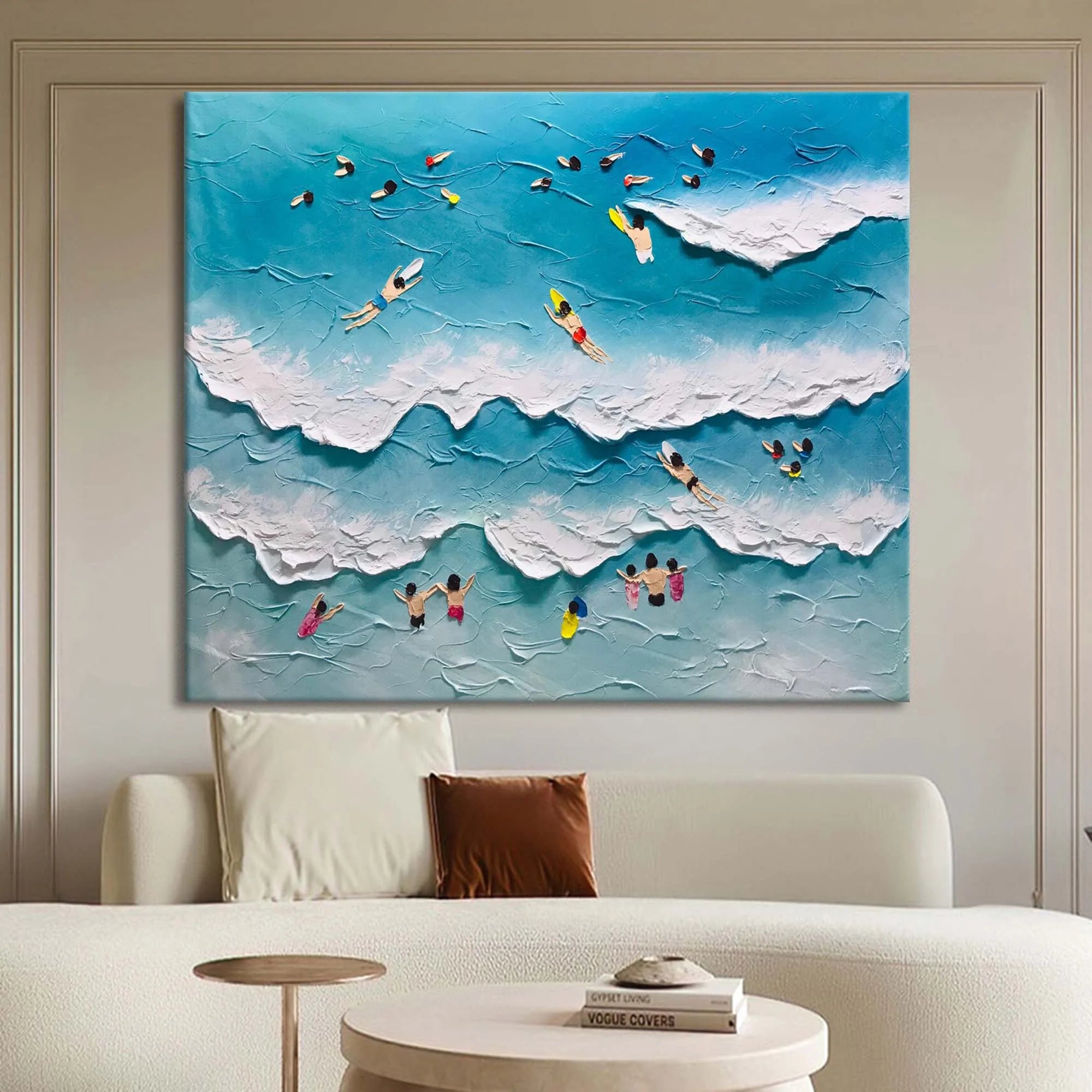 Multicolor Surfside Bliss Textured Beach Wave Art - Artwallpainting