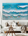 Multicolor Surfside Bliss Textured Beach Wave Art - Artwallpainting