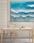 Multicolor Surfside Bliss Textured Beach Wave Art - Artwallpainting