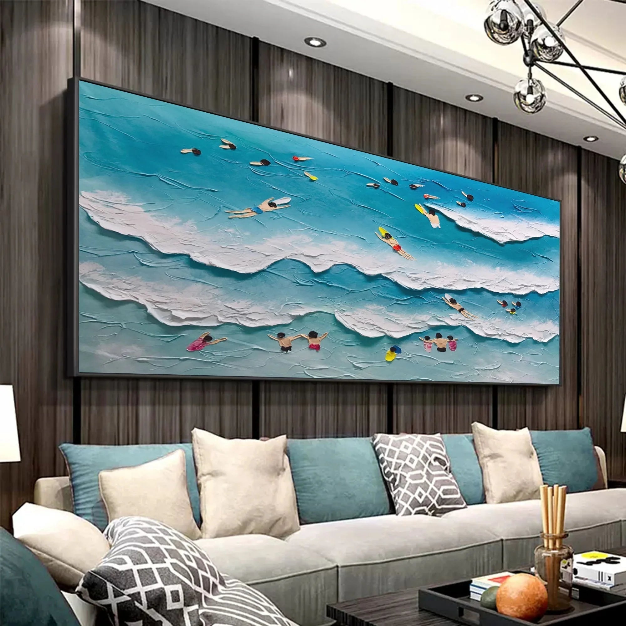 Multicolor Surfside Harmony Textured Beach Scene - Artwallpainting