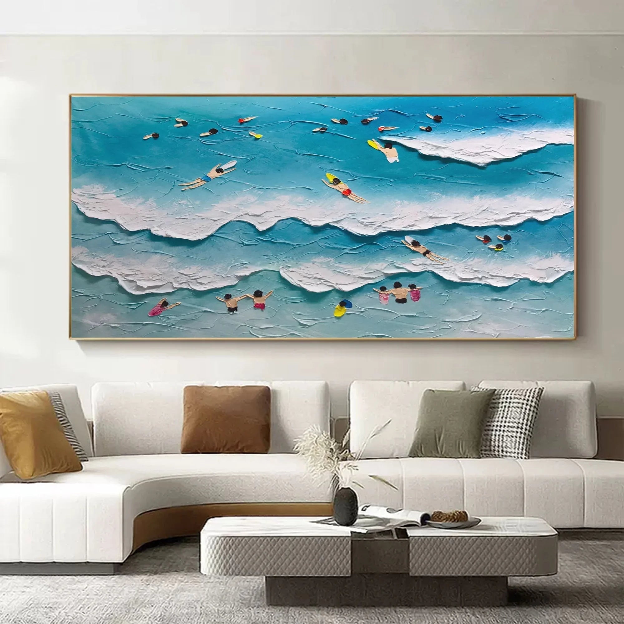 Multicolor Surfside Harmony Textured Beach Scene - Artwallpainting