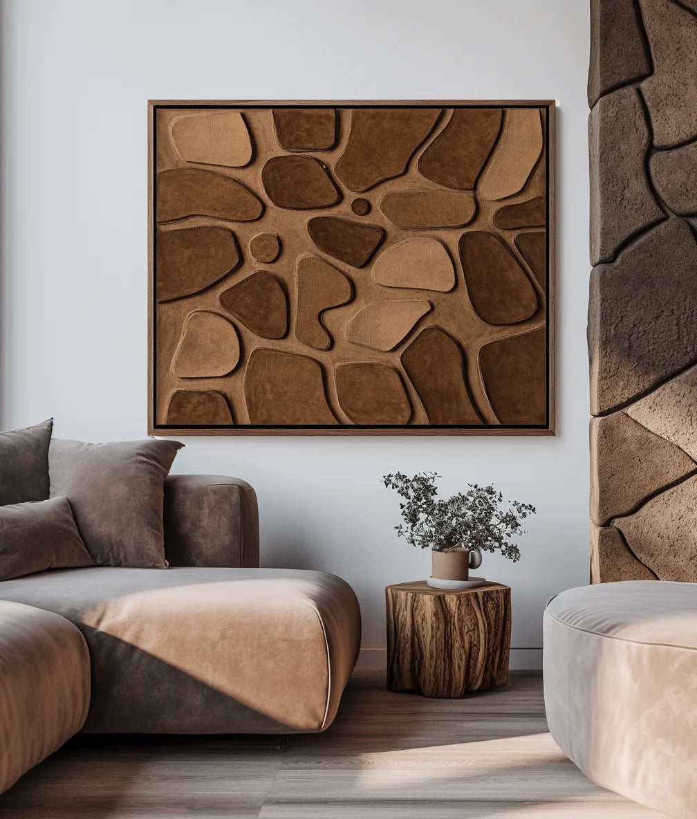 Multicolor Terra Mosaic-Three-Dimensional Wall Art Featuring Abstract Organic Blocks In Earthy Brown - Artwallpainting