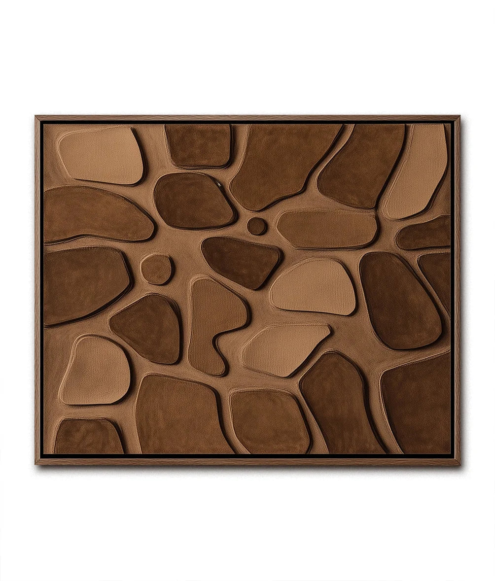 Multicolor Terra Mosaic-Three-Dimensional Wall Art Featuring Abstract Organic Blocks In Earthy Brown - Artwallpainting