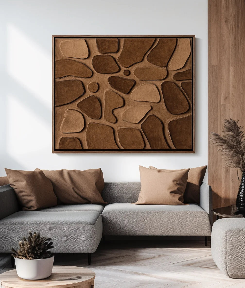 Multicolor Terra Mosaic-Three-Dimensional Wall Art Featuring Abstract Organic Blocks In Earthy Brown - Artwallpainting