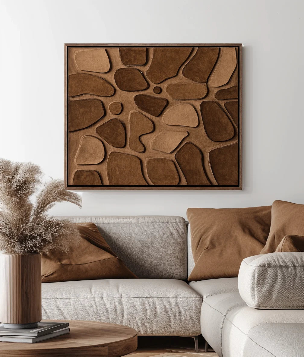 Multicolor Terra Mosaic-Three-Dimensional Wall Art Featuring Abstract Organic Blocks In Earthy Brown - Artwallpainting