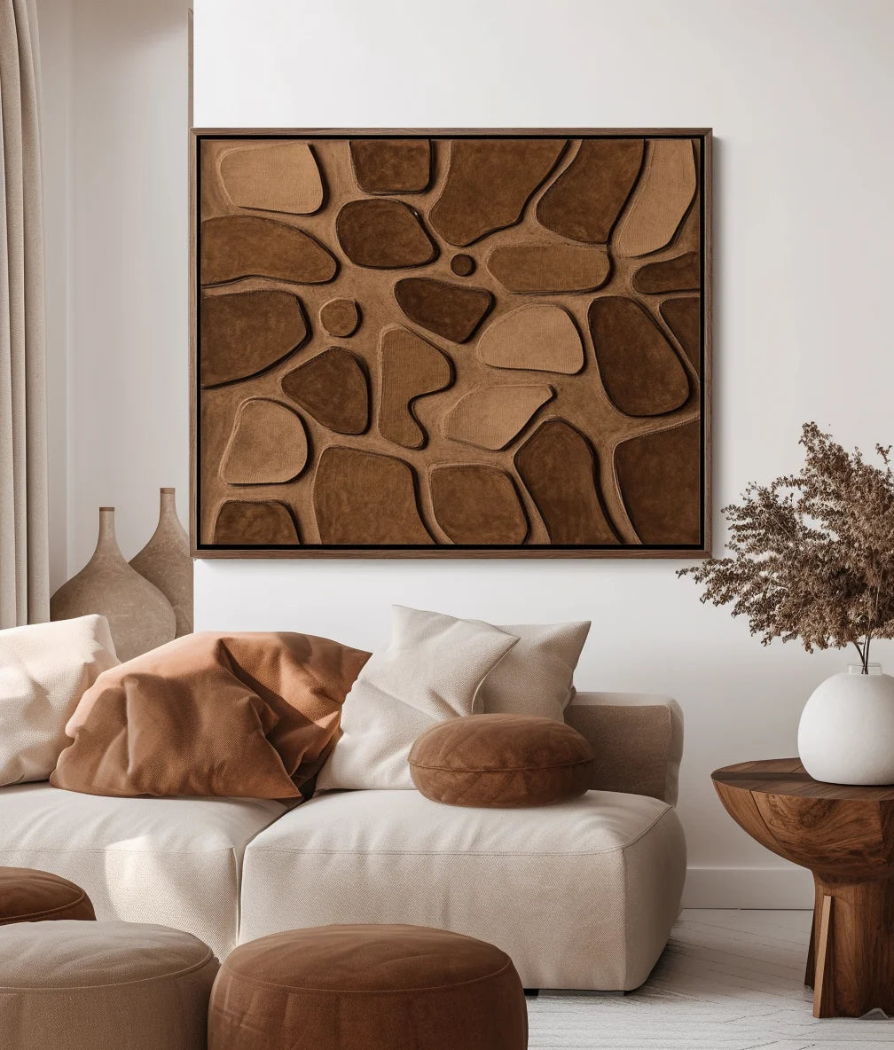 Multicolor Terra Mosaic-Three-Dimensional Wall Art Featuring Abstract Organic Blocks In Earthy Brown - Artwallpainting