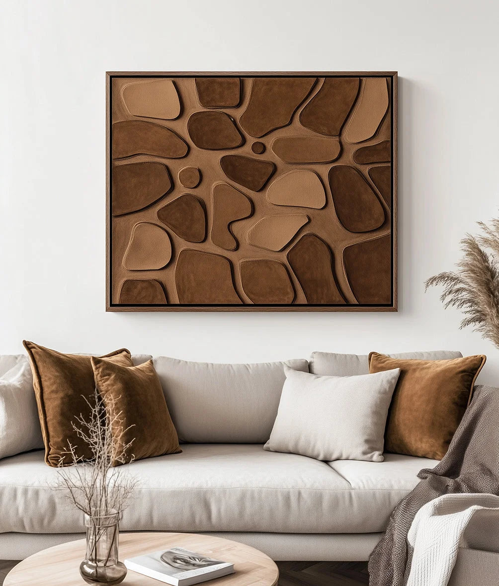 Multicolor Terra Mosaic-Three-Dimensional Wall Art Featuring Abstract Organic Blocks In Earthy Brown - Artwallpainting