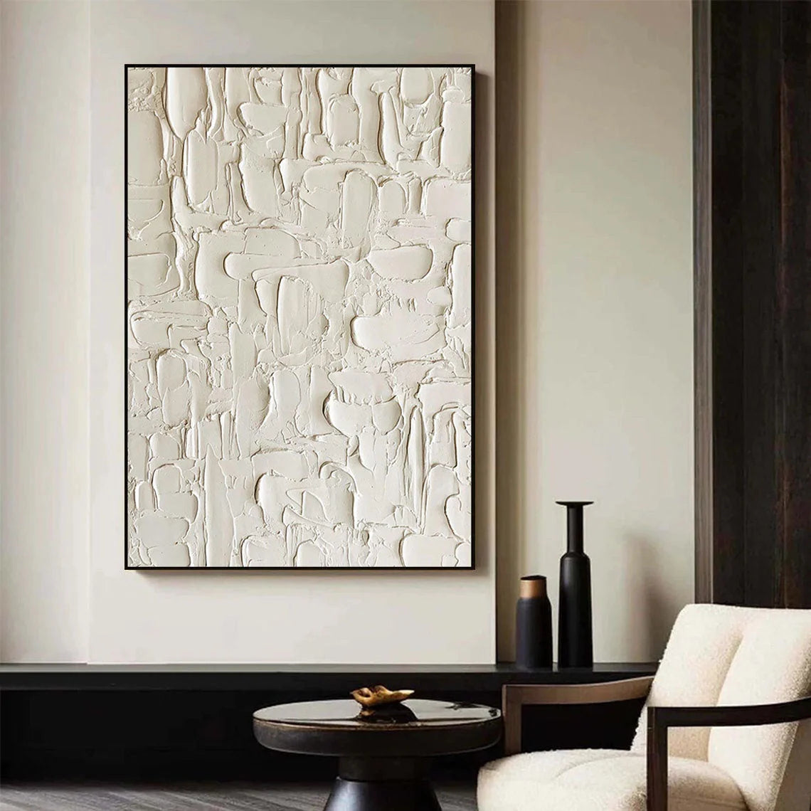 Multicolor Textured Abstract Canvas Art With Sculptural Patterns - Artwallpainting