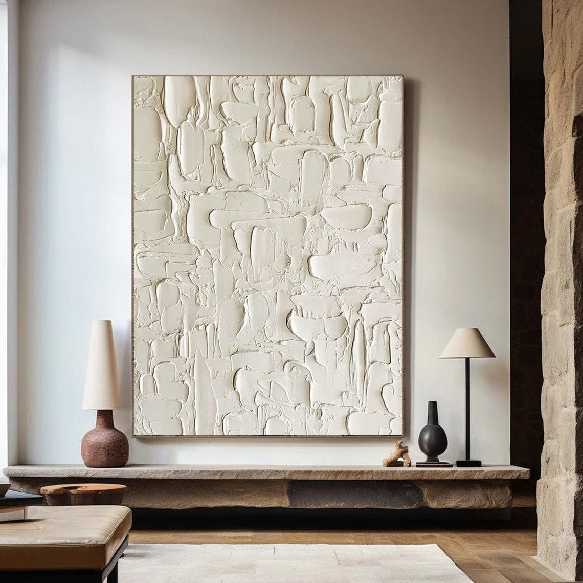 Multicolor Textured Abstract Canvas Art With Sculptural Patterns - Artwallpainting