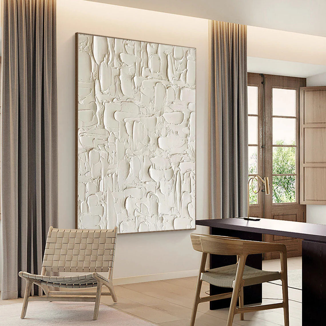 Multicolor Textured Abstract Canvas Art With Sculptural Patterns - Artwallpainting
