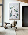 Multicolor Textured Alpine Ski Adventure | Textured Winter Sports Oil Painting - Artwallpainting