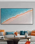 Multicolor Textured Blue Ocean And Sandy Beach Canvas Art - Artwallpainting