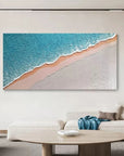 Multicolor Textured Blue Ocean And Sandy Beach Canvas Art - Artwallpainting