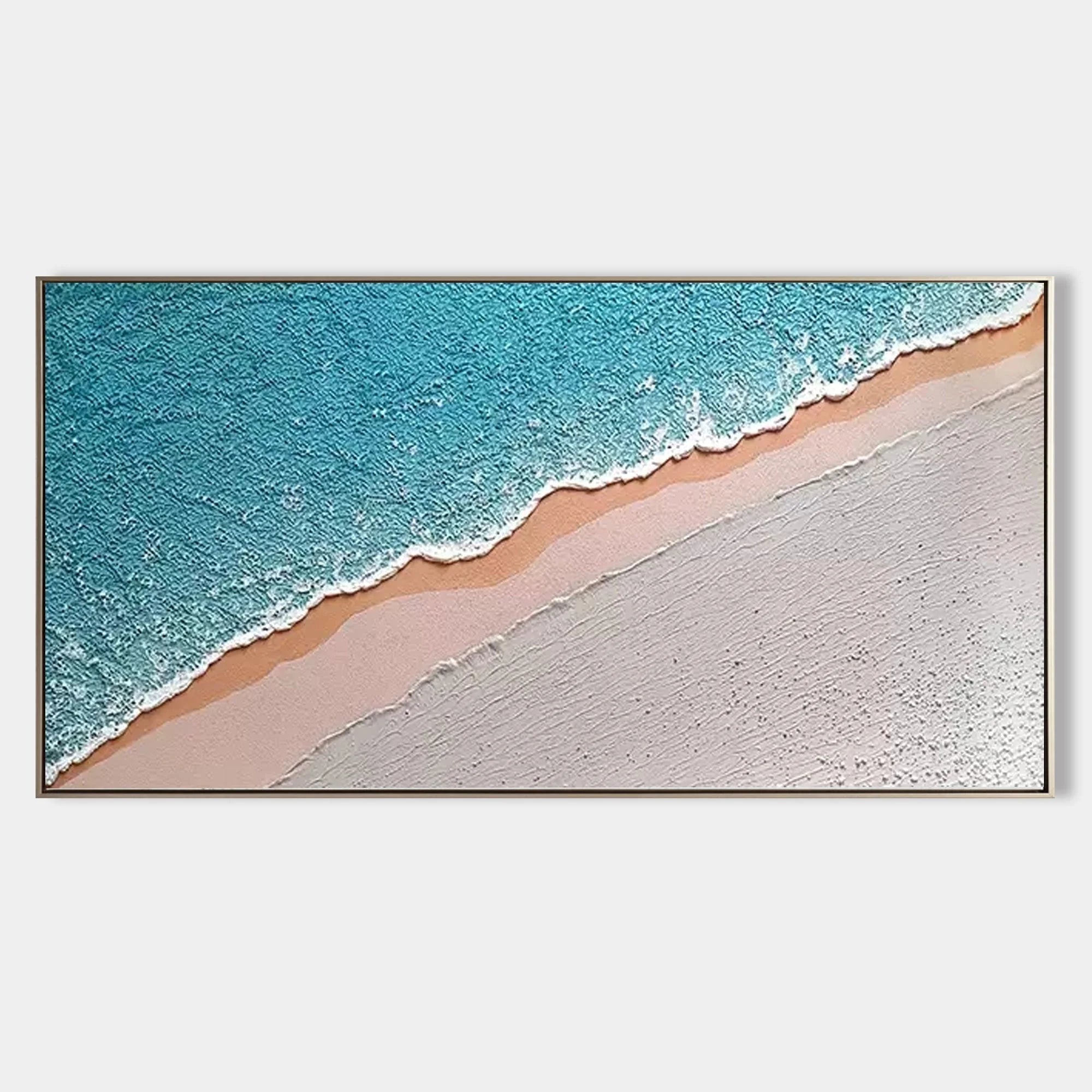 Multicolor Textured Blue Ocean And Sandy Beach Canvas Art - Artwallpainting