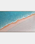 Multicolor Textured Blue Ocean And Sandy Beach Canvas Art - Artwallpainting