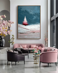 Multicolor Textured Blush Christmas Tree | Minimalist Winter Textured Oil Painting - Artwallpainting