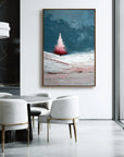 Multicolor Textured Blush Christmas Tree | Minimalist Winter Textured Oil Painting - Artwallpainting
