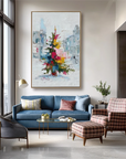 Multicolor Textured Color Symphony Christmas Tree | Abstract Textured Holiday Oil Painting - Artwallpainting