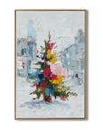Multicolor Textured Color Symphony Christmas Tree | Abstract Textured Holiday Oil Painting - Artwallpainting