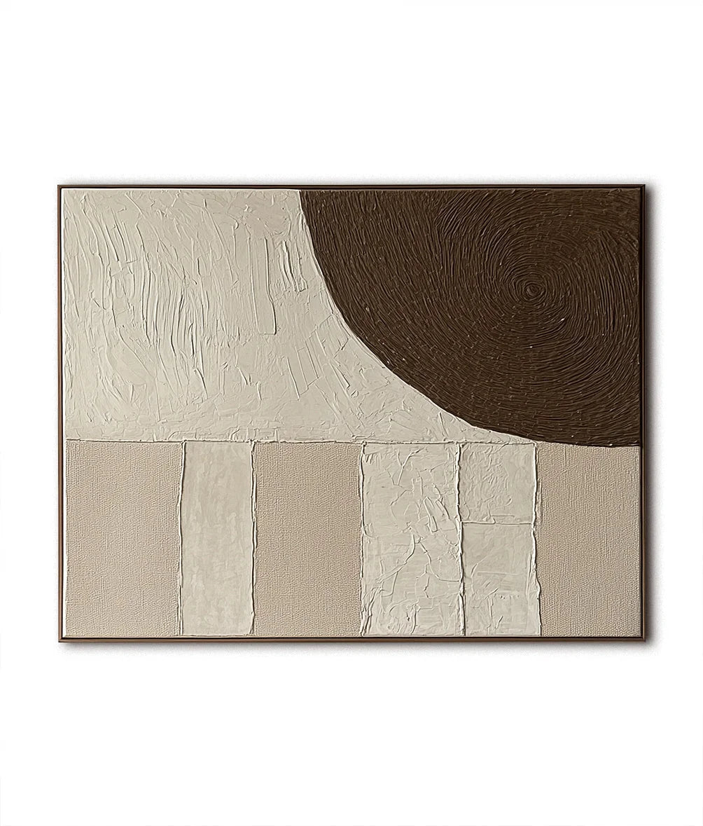 Multicolor Textured Earth Tones Art-Modern Minimalist Earth Tone Circle And Layered Hand-Painted Wall Art - Artwallpainting