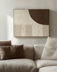 Multicolor Textured Earth Tones Art-Modern Minimalist Earth Tone Circle And Layered Hand-Painted Wall Art - Artwallpainting