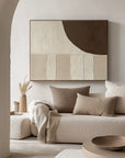 Multicolor Textured Earth Tones Art-Modern Minimalist Earth Tone Circle And Layered Hand-Painted Wall Art - Artwallpainting