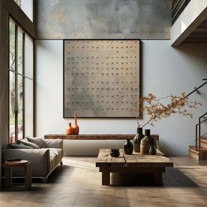 Multicolor Textured Elegance Grid Canvas Painting For Home Decoration - Artwallpainting