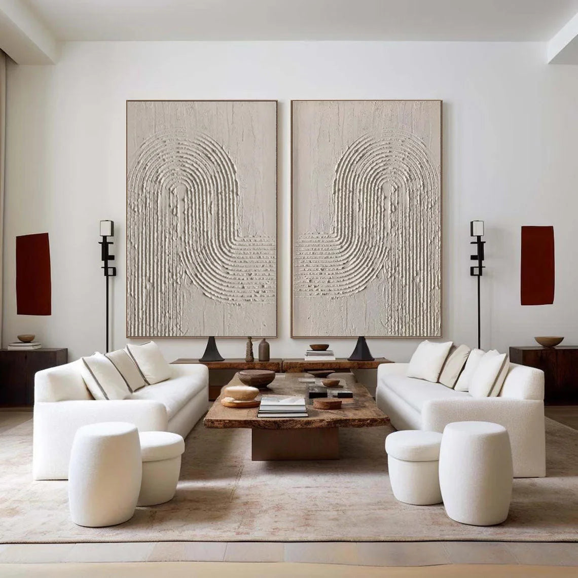 Multicolor Textured Elegance Minimalist Arch Canvas Duo Set Of 2 - Artwallpainting