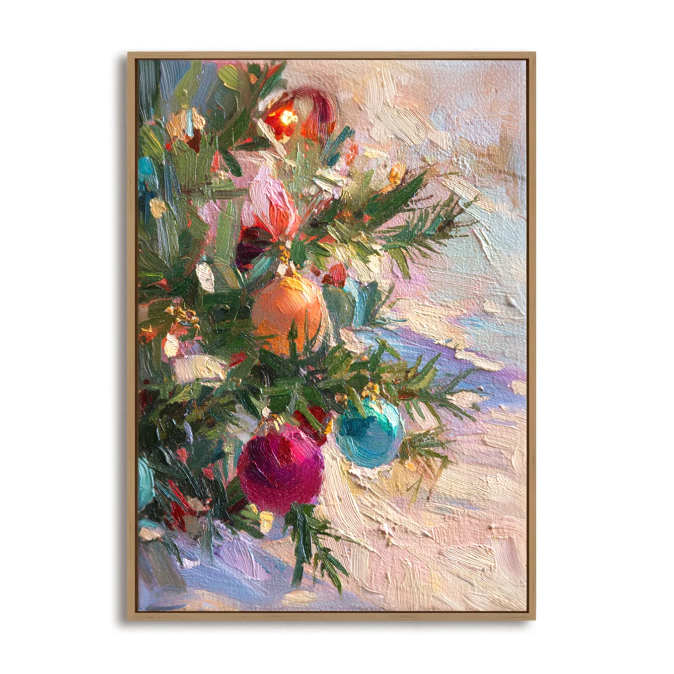 Multicolor Textured Holiday Charm | Textured Christmas Ornament Oil Painting - Artwallpainting