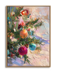 Multicolor Textured Holiday Charm | Textured Christmas Ornament Oil Painting - Artwallpainting
