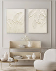 Multicolor Textured Leaves Canvas Painting For Home Decoration Set Of 2 - Artwallpainting